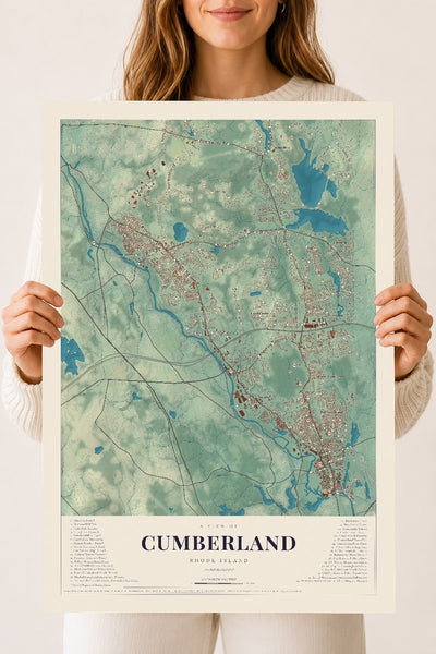 Cumberland, Rhode Island map print, 18" x 24" Archival Matte Print mockup