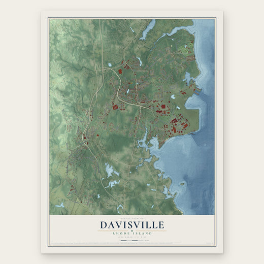 Davisville, Rhode Island map print, the full design
