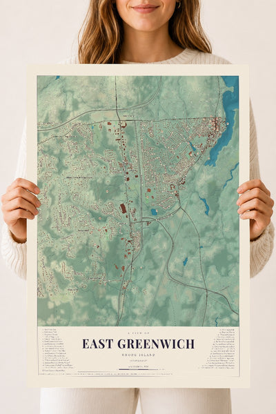 East Greenwich, Rhode Island map print, 18" x 24" Archival Matte Print mockup