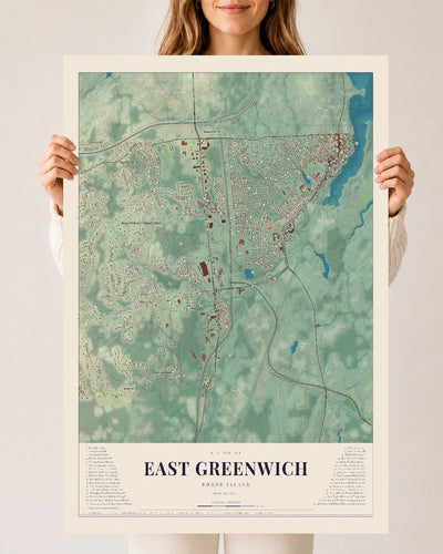 East Greenwich, Rhode Island map print, 24" x 36" Archival Matte Print mockup