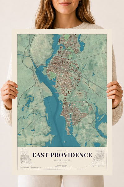East Providence, Rhode Island map print, 18" x 24" Archival Matte Print mockup