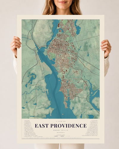 East Providence, Rhode Island map print, 24" x 36" Archival Matte Print mockup