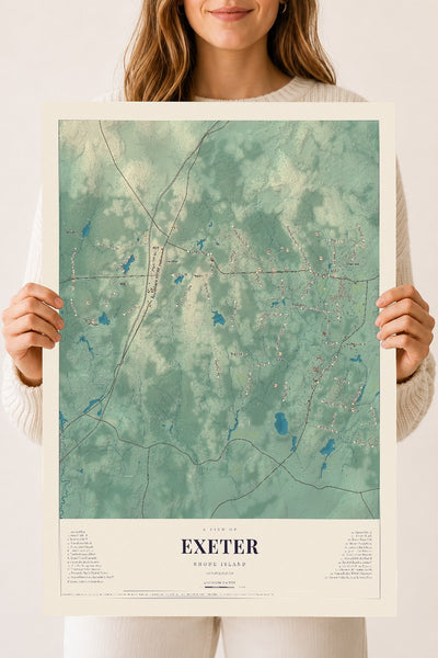 Exeter, Rhode Island map print, 18" x 24" Archival Matte Print mockup