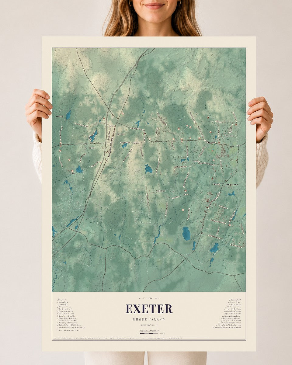 Exeter, Rhode Island map print, 24" x 36" Archival Matte Print mockup
