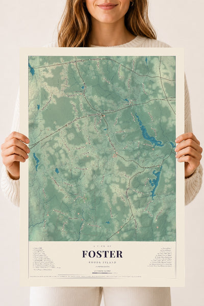 Foster, Rhode Island map print, 18" x 24" Archival Matte Print mockup