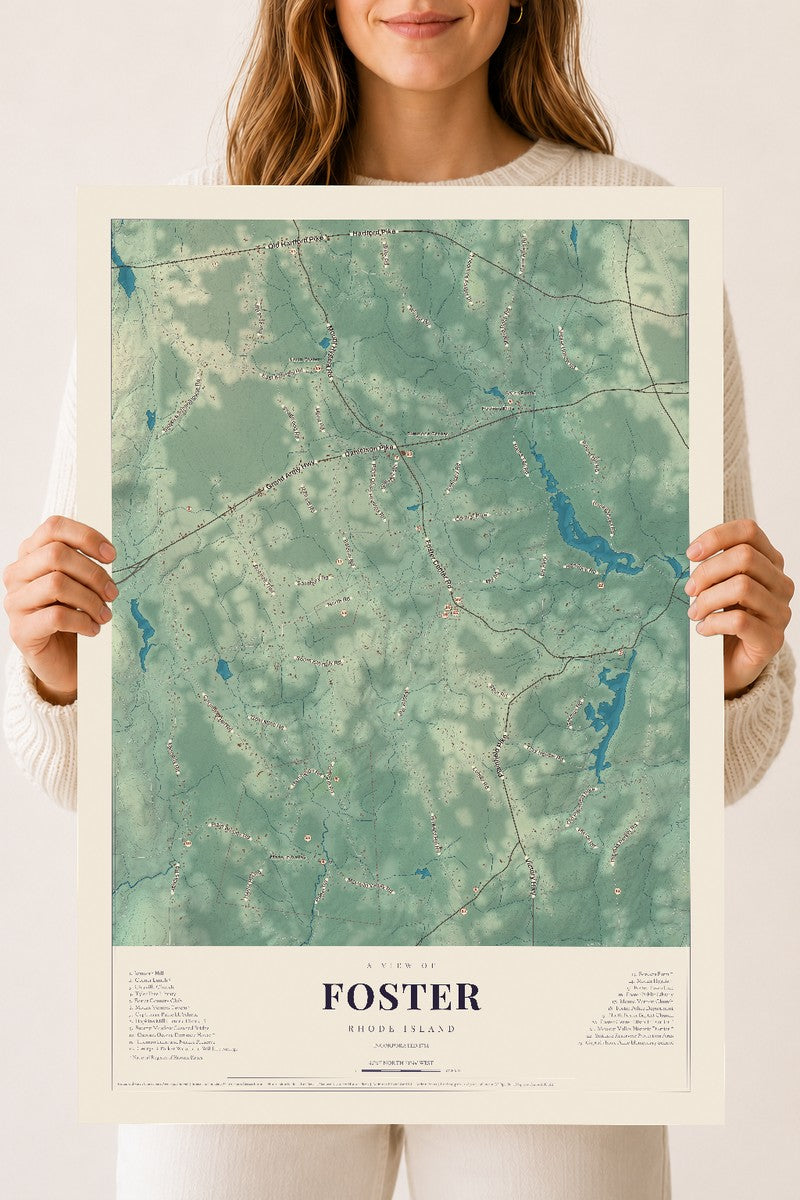 Foster, Rhode Island map print, 18" x 24" Archival Matte Print mockup