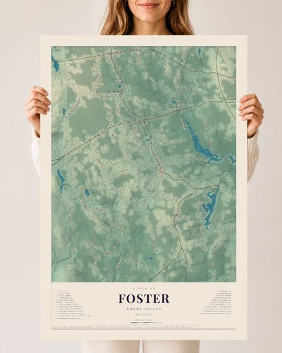 Foster, Rhode Island map print, 24" x 36" Archival Matte Print mockup