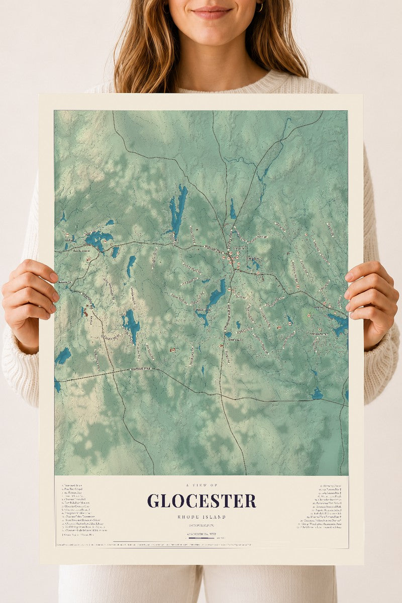 Glocester, Rhode Island map print, 18" x 24" Archival Matte Print mockup