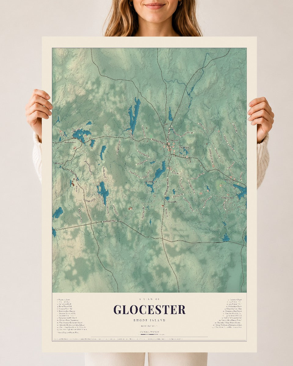 Glocester, Rhode Island map print, 24" x 36" Archival Matte Print mockup