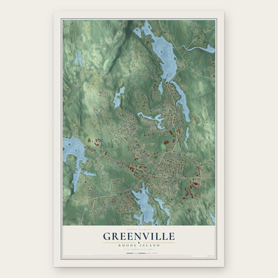 Greenville, Rhode Island map print, the full design