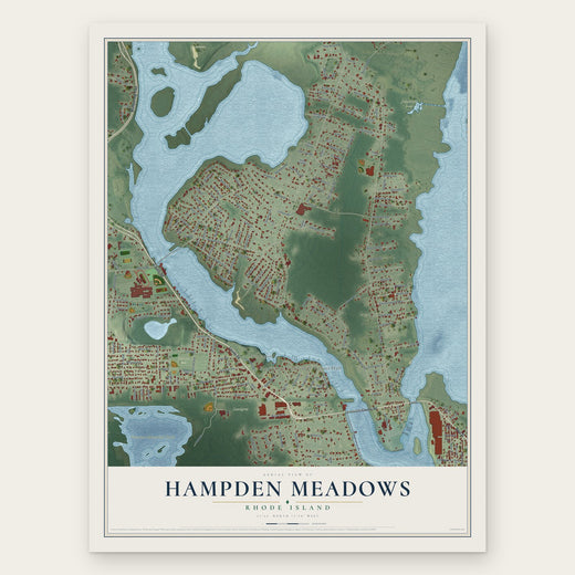 Hampden Meadows, Rhode Island map print, the full design
