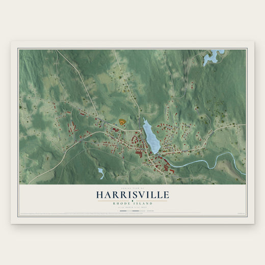 Harrisville, Rhode Island map print, the full design