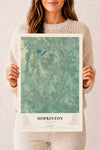 Map of Hopkinton, Rhode Island, 12 x 18 inch unframed archival matte print