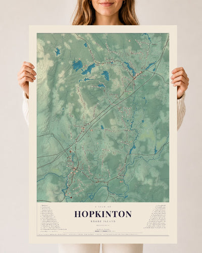 Hopkinton, Rhode Island map print, 24" x 36" Archival Matte Print mockup