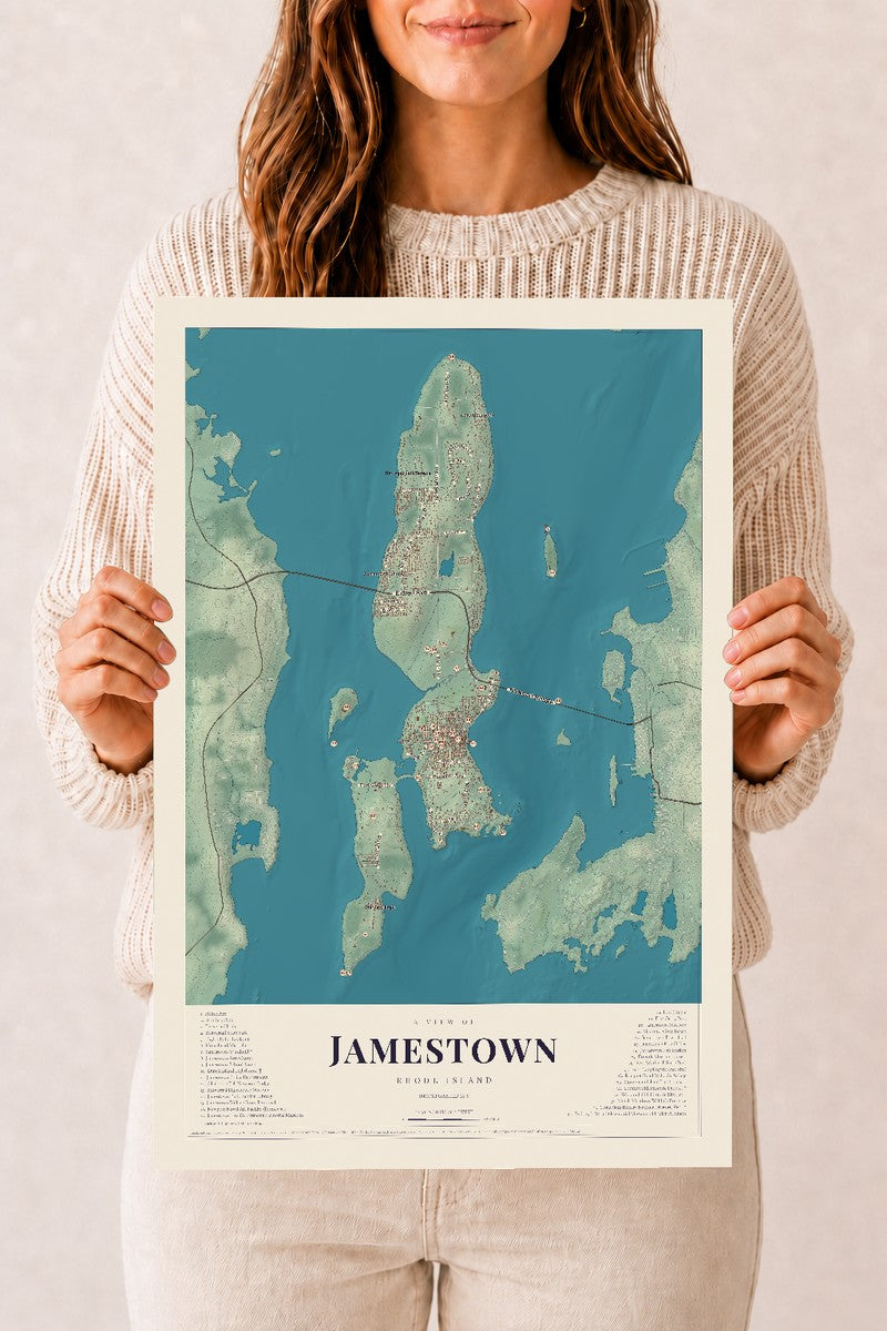 Jamestown, Rhode Island map print, 12" x 18" Archival Matte Print mockup