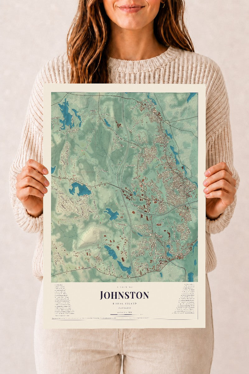 Johnston, Rhode Island map print, 12" x 18" Archival Matte Print mockup