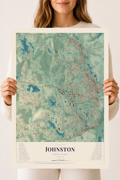 Johnston, Rhode Island map print, 18" x 24" Archival Matte Print mockup