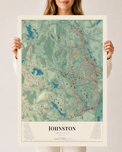 Johnston, Rhode Island map print, 24" x 36" Archival Matte Print mockup
