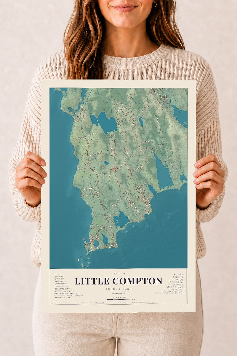 Little Compton, Rhode Island map print, 12" x 18" Archival Matte Print mockup