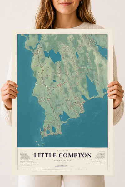 Little Compton, Rhode Island map print, 18" x 24" Archival Matte Print mockup