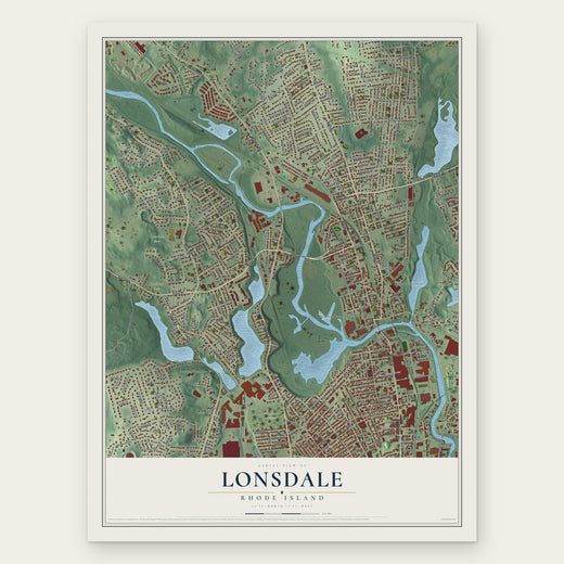 Lonsdale, Rhode Island map print, the full design
