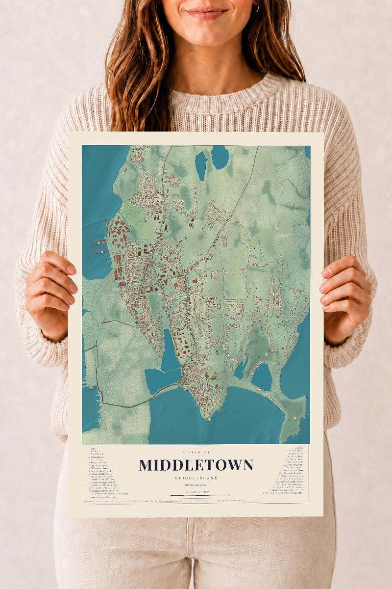 Middletown, Rhode Island map print, 12" x 18" Archival Matte Print mockup
