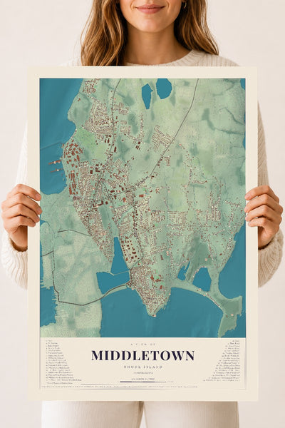 Middletown, Rhode Island map print, 18" x 24" Archival Matte Print mockup