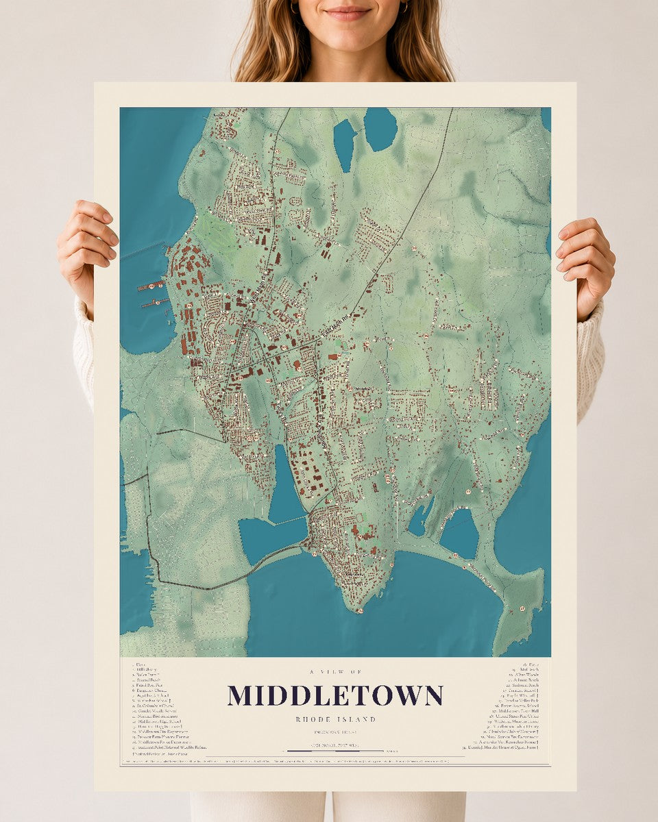 Middletown, Rhode Island map print, 24" x 36" Archival Matte Print mockup