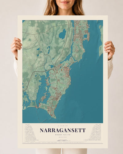 Narragansett, Rhode Island map print, 24" x 36" Archival Matte Print mockup