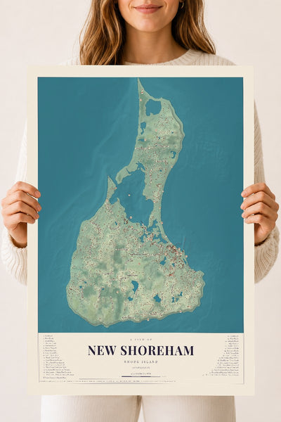 New Shoreham, Rhode Island map print, 18" x 24" Archival Matte Print mockup