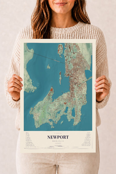 Newport, Rhode Island map print, 12" x 18" Archival Matte Print mockup