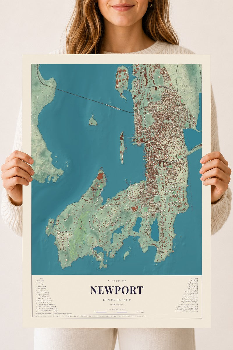 Newport, Rhode Island map print, 18" x 24" Archival Matte Print mockup