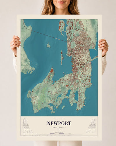 Newport, Rhode Island map print, 24" x 36" Archival Matte Print mockup