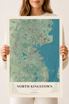 Map of North Kingstown, Rhode Island, 18 x 24 inch unframed archival matte print