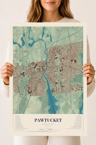 Pawtucket, Rhode Island map print, 18" x 24" Archival Matte Print mockup