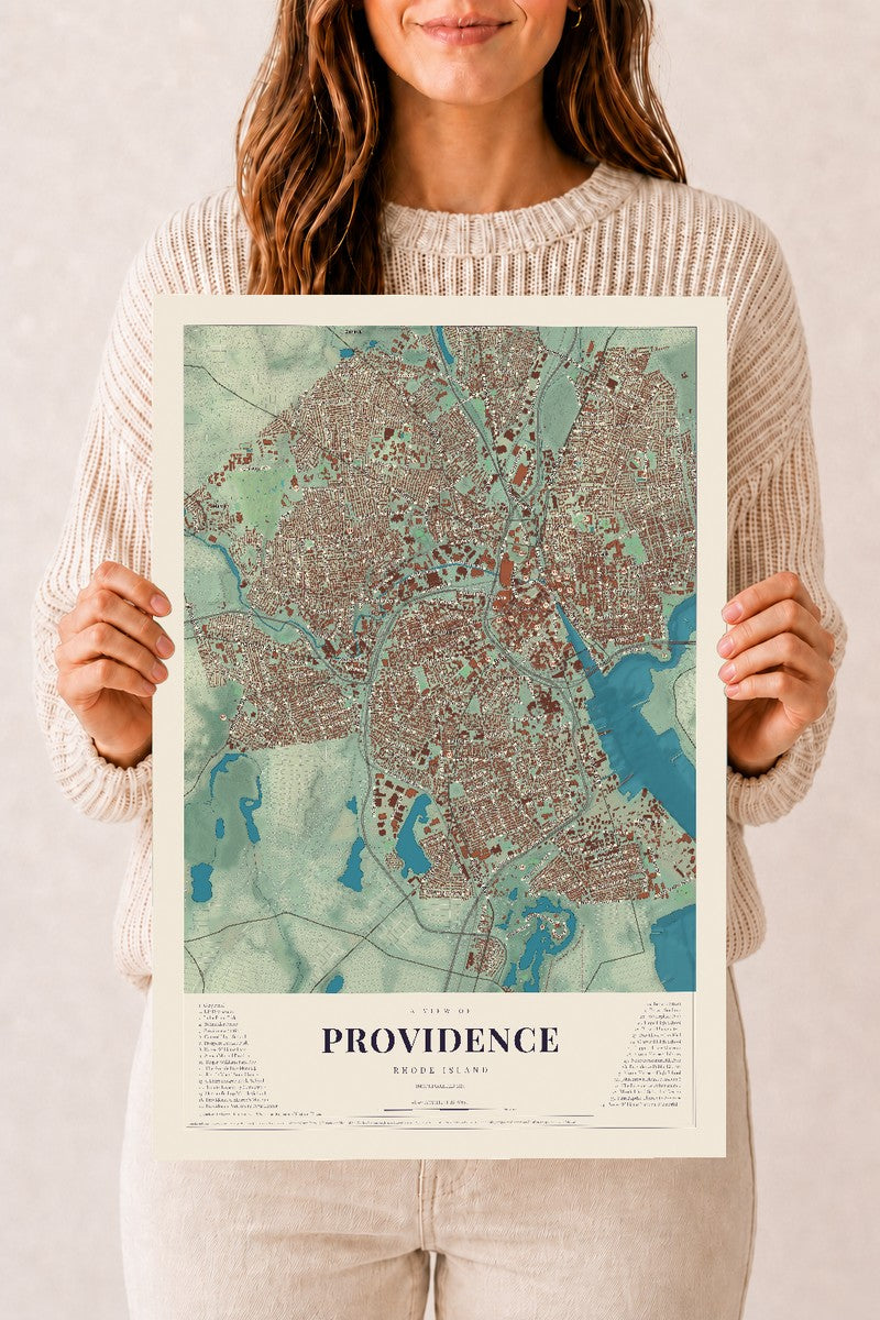 Providence, Rhode Island map print, 12" x 18" Archival Matte Print mockup