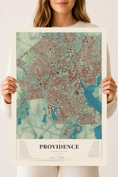 Providence, Rhode Island map print, 18" x 24" Archival Matte Print mockup