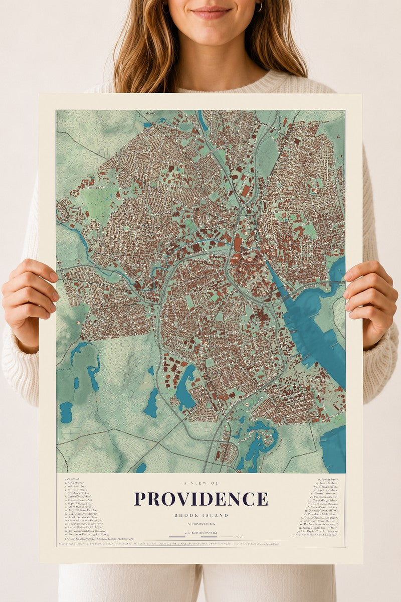 Providence, Rhode Island map print, 18" x 24" Archival Matte Print mockup