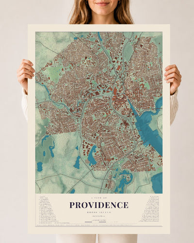 Providence, Rhode Island map print, 24" x 36" Archival Matte Print mockup