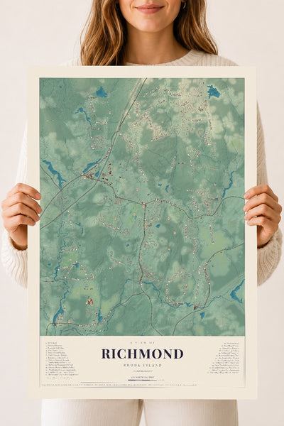 Richmond, Rhode Island map print, 18" x 24" Archival Matte Print mockup