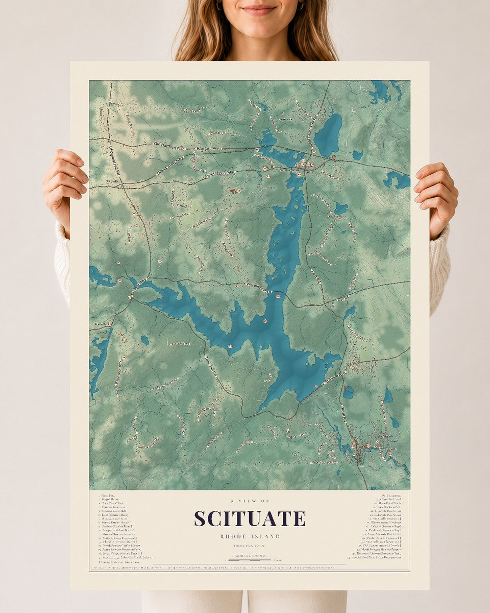 Scituate, Rhode Island map print, 24" x 36" Archival Matte Print mockup