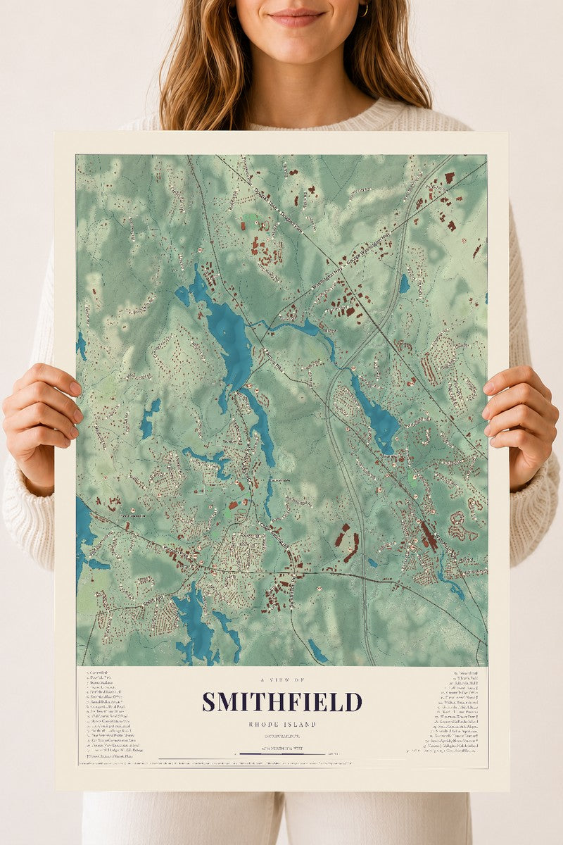 Smithfield, Rhode Island map print, 18" x 24" Archival Matte Print mockup