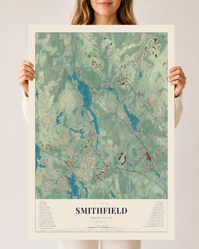 Smithfield, Rhode Island map print, 24" x 36" Archival Matte Print mockup