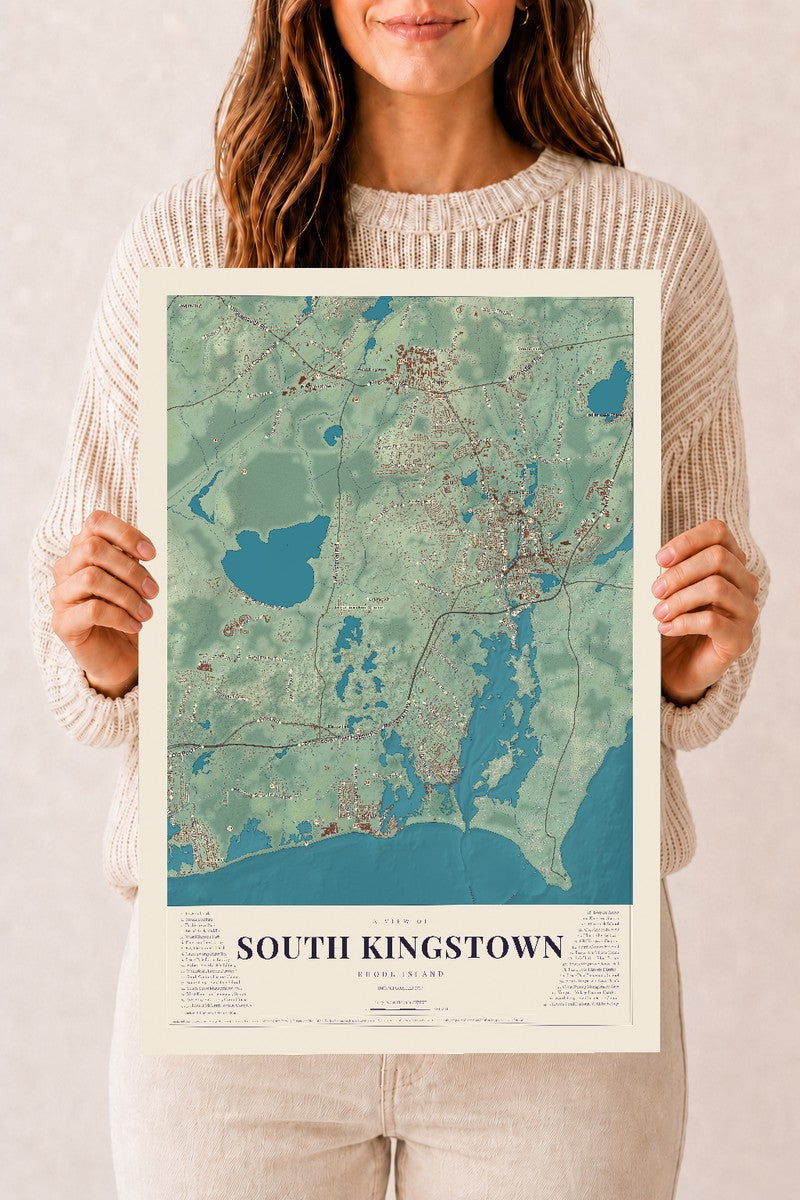 South Kingstown, Rhode Island map print, 12" x 18" Archival Matte Print mockup