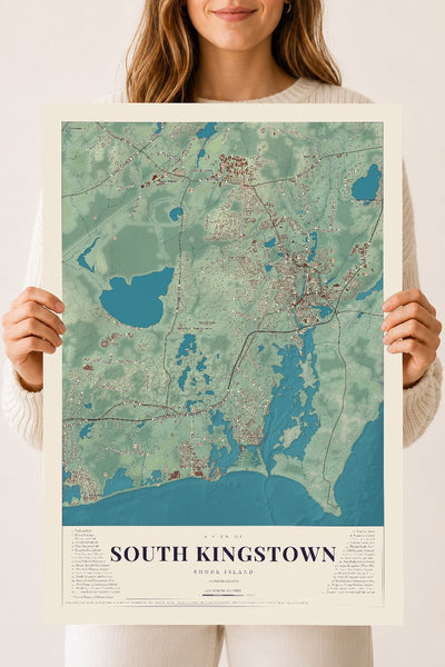 South Kingstown, Rhode Island map print, 18" x 24" Archival Matte Print mockup