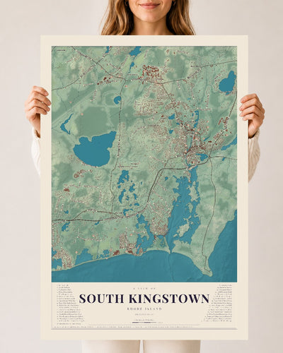 South Kingstown, Rhode Island map print, 24" x 36" Archival Matte Print mockup