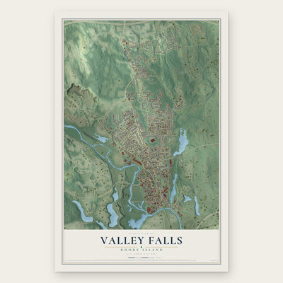 Valley Falls, Rhode Island map print, the full design