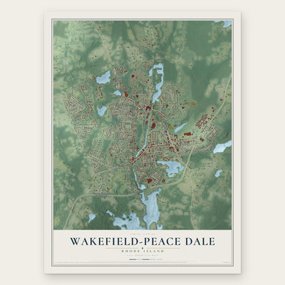 Wakefield-Peace Dale, Rhode Island map print, the full design