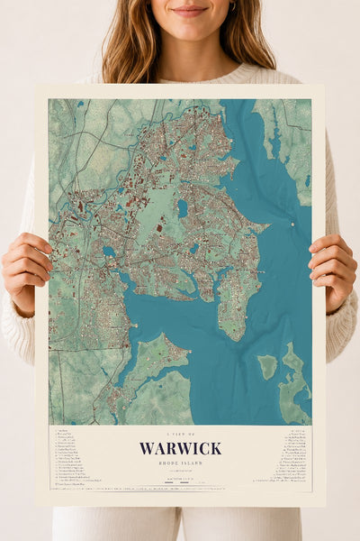 Warwick, Rhode Island map print, 18" x 24" Archival Matte Print mockup