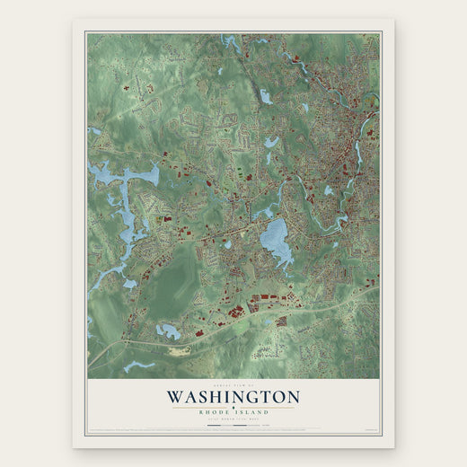 Washington, Rhode Island map print, the full design